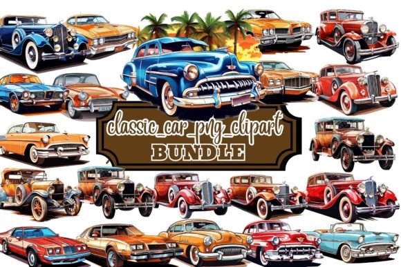 Download Vintage and Classic Car Clipart Bundle - Art Collection