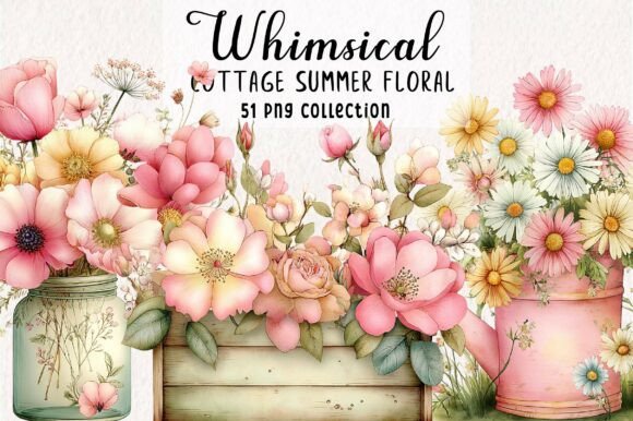 Download Whimsical Cottage Summer Floral Clipart - Art Collection