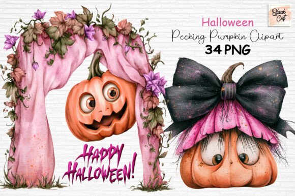 Download Halloween Peeking Pumpkin Clipart PNG - Art Collection