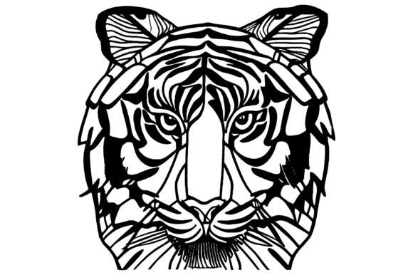 Download Tiger Head Line Art Ornament Vector - Art Collection