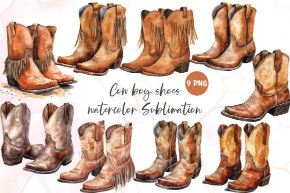 Download Cowboy Shoes Watercolor Clipart Png - Art Collection