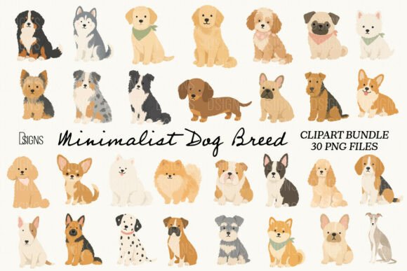 Download Minimalist Cute Dog Breed Clipart Bundle - Art Collection