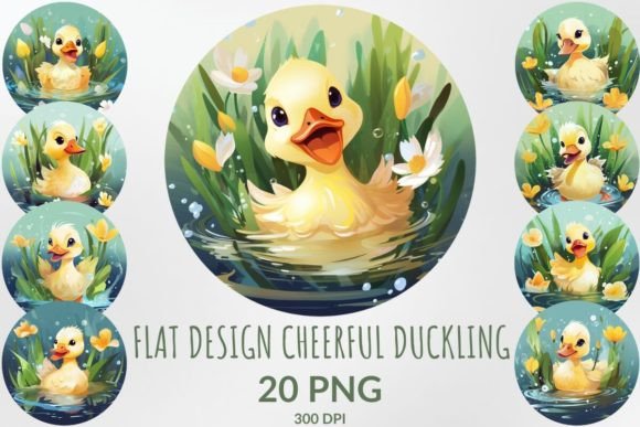 Download Flat Design Cheerful Duckling Clipart - Art Collection