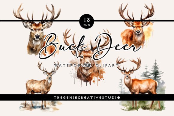 Download Watercolor PNG Buck Deer Clipart - Art Collection