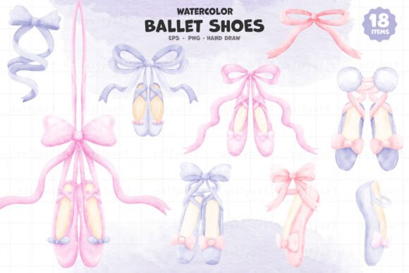 Download Watercolor Ballet Shoes Clipart Set - Art Collection