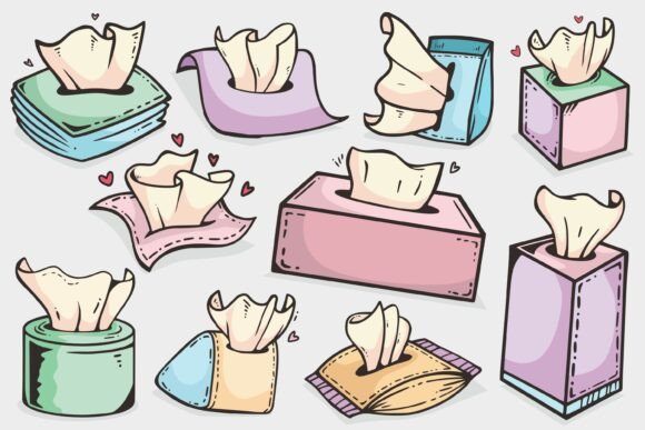 Download Cute Tissue Box Cartoon Vector Set - Art Collection