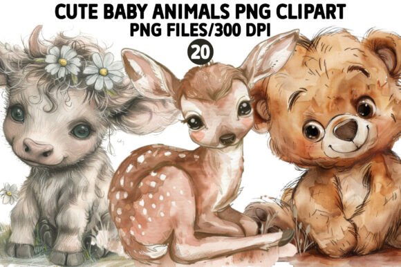 Download Cute Baby Animals PNG Clipart Set - Art Collection