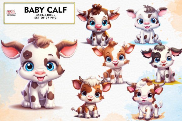 Download Baby Calf Watercolor Sublimation Clipart - Art Collection