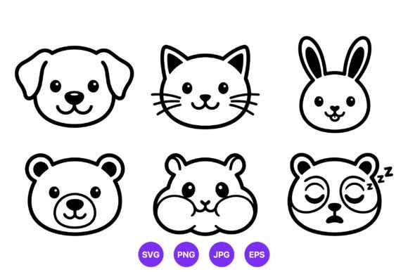 Download Cute Animal Faces Cartoon Vector Design - Art Collection