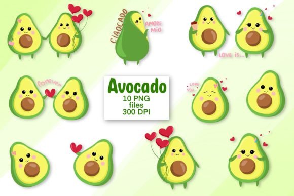 Download Avocado Png Clipart Set Bundle - Art Collection