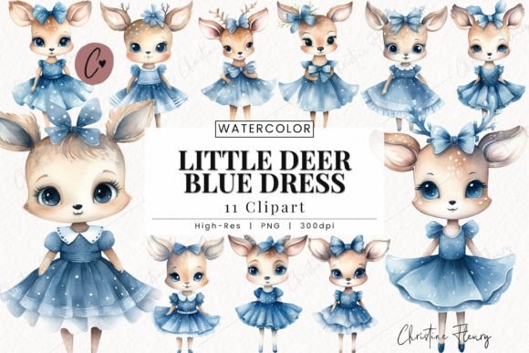 Download Little Deer Blue Dress Clipart, Deer PNG - Art Collection