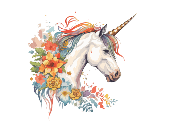 Download Watercolor Floral Unicorn Vector Clipart - Art Collection