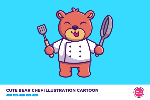 Download Cute Bear Chef Illustration Cartoon - Art Collection