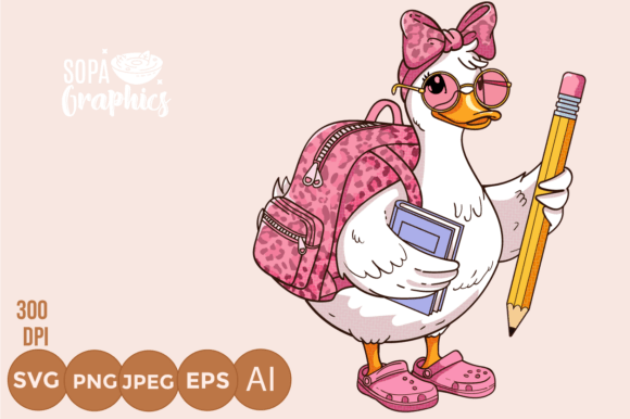 Download Back to School Stylish Cartoon Duck Png - Art Collection