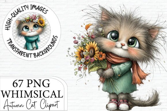 Download Whimsical Autumn Cat Clipart Bundle - Art Collection