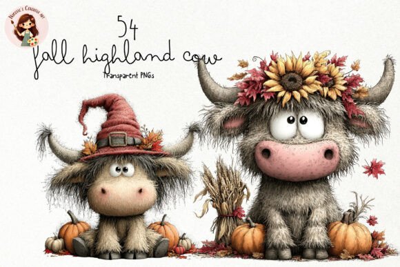 Download Fall Highland Cow PNG Clipart Bundle - Art Collection