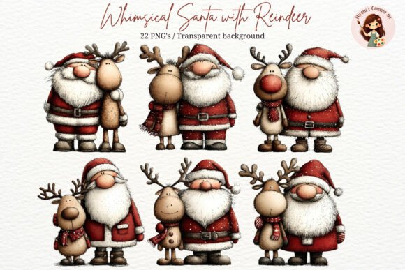 Download Whimsical Santa Claus with Reindeer PNG - Deer png Collection