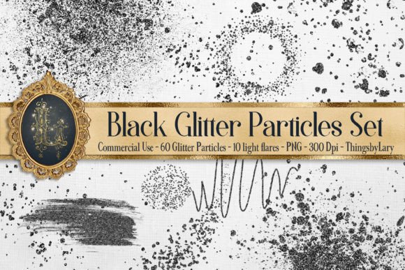 Download Black Glitter Particles Set PNG Image - Art Collection