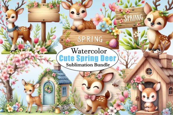Download Watercolor Cute Spring Deer PNG Clipart - Art Collection