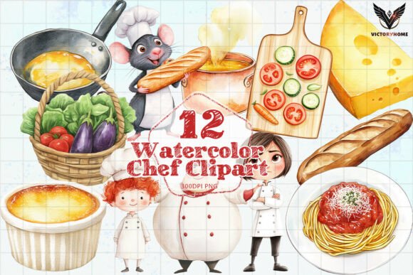 Download Cute Watercolor Chef Clipart PNG - Art Collection