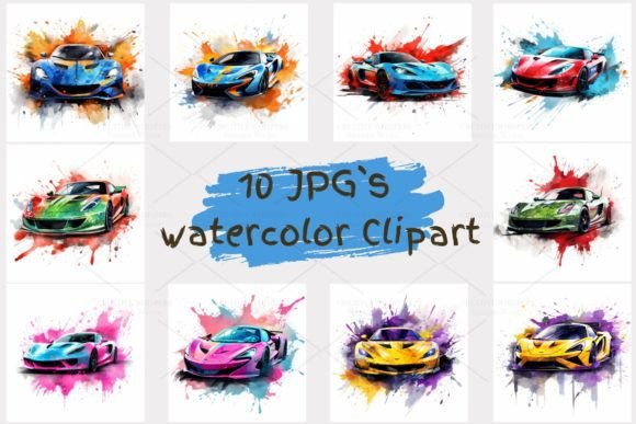 Download Sport Car Watercolor Clipart, JPG 1S-38 - Art Collection