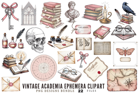 Download Vintage Academia Ephemera Clipart Design - Art Collection