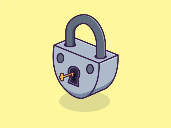 Download Padlock and Key Cartoon Icon - Art Collection