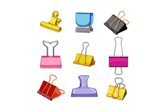 Download Binder Clip Set Cartoon Vector - Art Collection