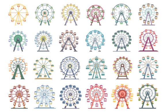 Download Ferris Wheel Icons Set Cartoon Vector. - Art Collection