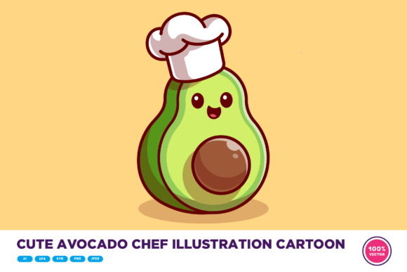Download Cute Avocado Chef Illustration Cartoon - Art Collection
