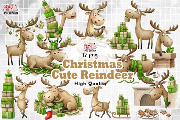 Download Christmas Cute Reindeer Clipart PNG - Art Collection