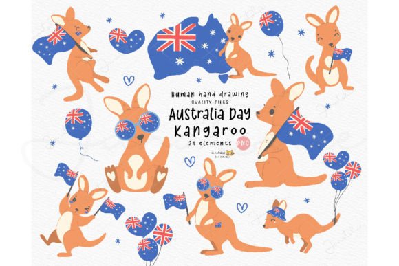 Download Australia Day Baby Kangaroo Clipart Set - Art Collection