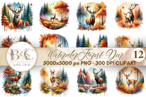 Download Watercolor Autumn Forest Deer Clipart - Art Collection