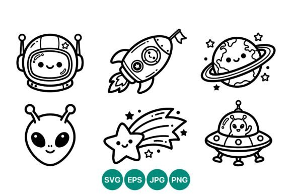 Download Cute Space Rocket and Alien Vector Art - Art Collection