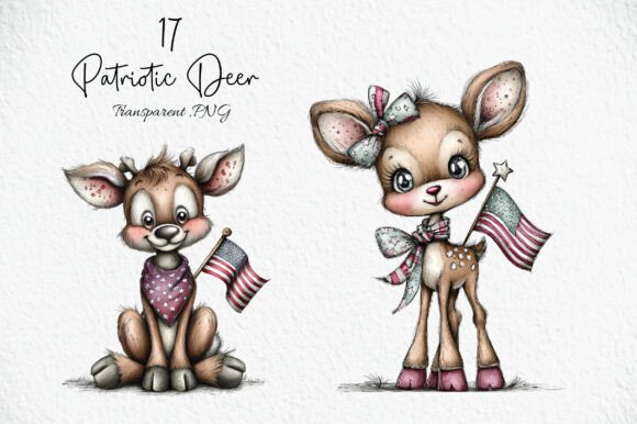 Download Whimsical USA Patriotic Deer Clipart - Art Collection