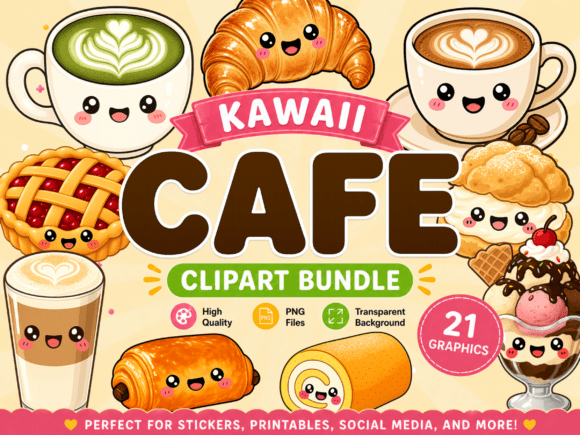 Download Cafe Kawaii Clipart PNG Coffee Bundle - Art Collection