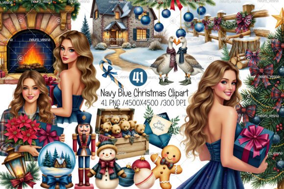 Download Navy Blue Christmas Clipart - Art Collection