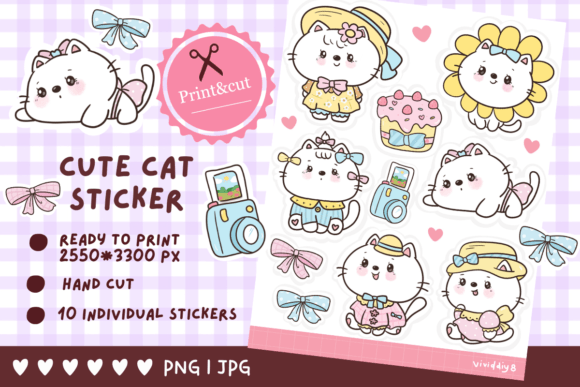 Download Cat Sticker Coquette Kawaii Cliparts - Art Collection