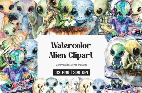 Download Watercolor Alien Clipart - Art Collection