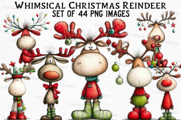 Download Whimsical Christmas Reindeer Clipart - Art Collection