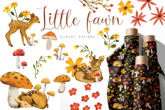 Download Little Deer Clipart Pattern Set - Art Collection