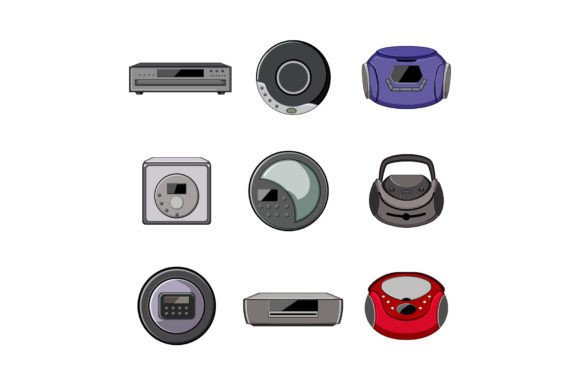 Download Cd Player Set Cartoon Vector - Art Collection