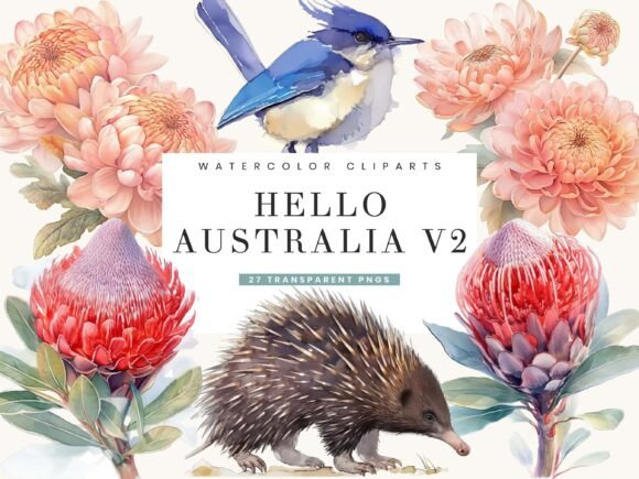 Download Watercolor Hello Australia V 2 Clipart - Art Collection