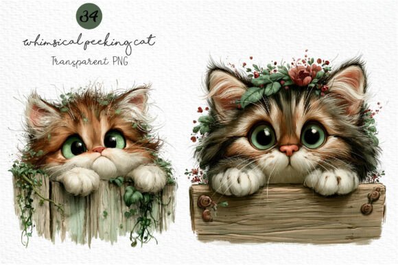 Download Whimsical Peeking Cat Clipart - Art Collection