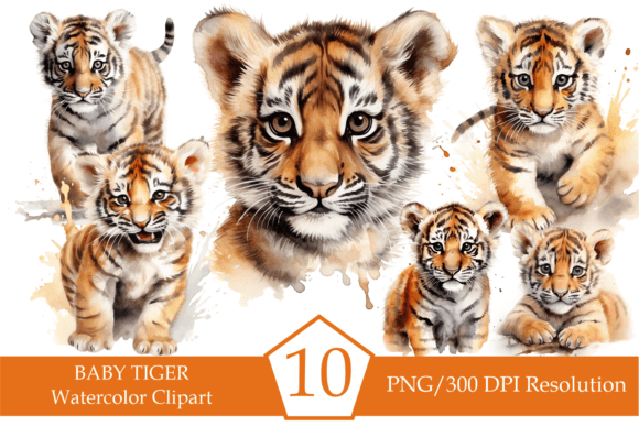 Download Watercolor Baby Tiger Clipart, Tigers - Art Collection