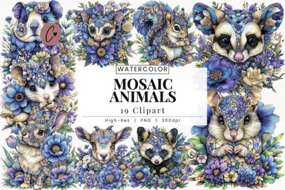 Download Mosaic Animals Clipart, Baby Animals PNG - Art Collection