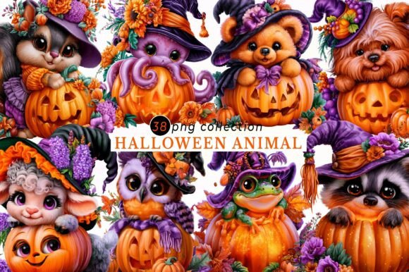 Download Halloween Animal Pumpkin Clipart Set - Art Collection