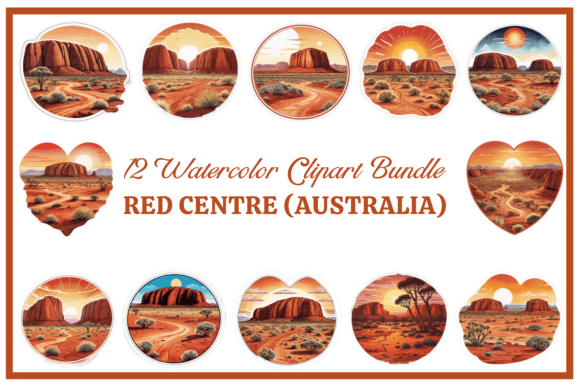 Download Red Centre Watercolor Clipart Bundle - Art Collection