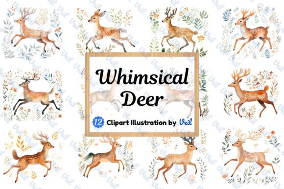 Download Whimsical Deer Clipart Watercolor Bundle - Art Collection