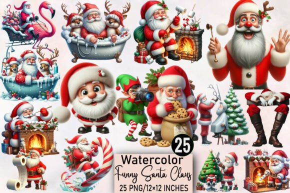 Download Watercolor Funny Santa Claus Clipart - Art Collection